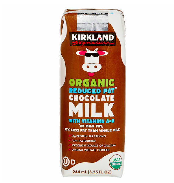 Kirkland Signature, Organic Reduced Fat Chocolate Milk, 1 Carton 8.25 fl oz